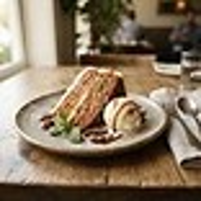 Cake Du Jour (Slice) with Ice Cream.